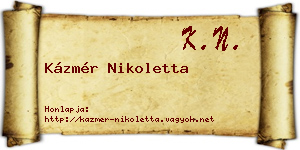 Kázmér Nikoletta névjegykártya